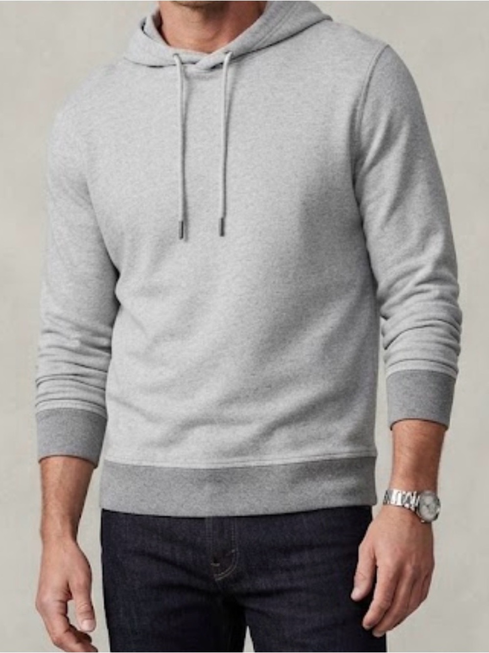 Banana Republic Men's Light Gray Hooded Pullover sweater Sweatshirt Medium